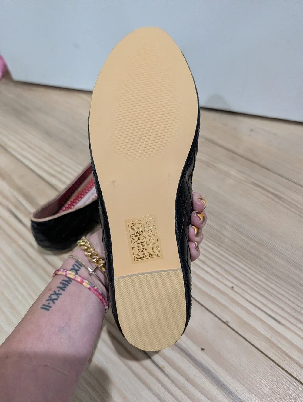 But Another Innocent Tale Black Quilted Bow Ballet Flats Size 8.5
